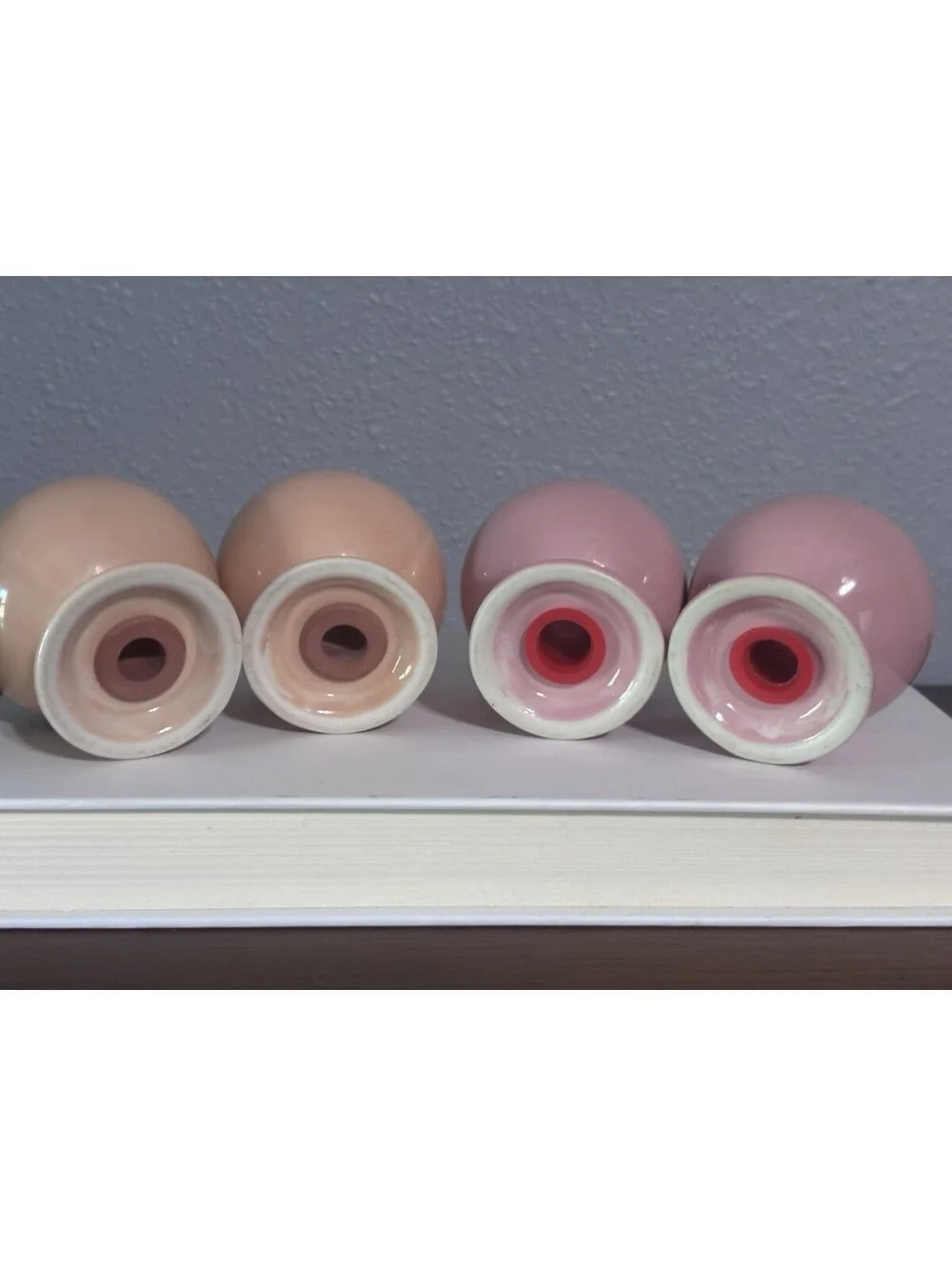 Vintage Fiesta Salt And Pepper Shakers Set Of 4 Peach And Dusty Rose EUC